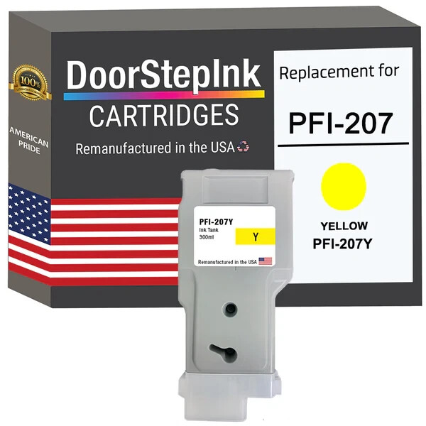 DoorStepInk Compatible Ink Cartridges For Canon PFI-207 Yellow 300ml-USA