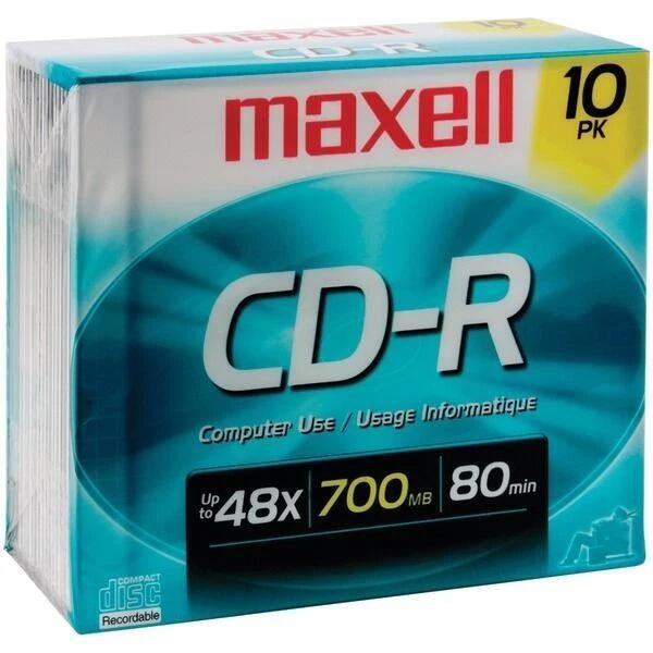 Maxell CD-R 700MB 80-Minute 48x Blank Discs 10 Pack Spindle