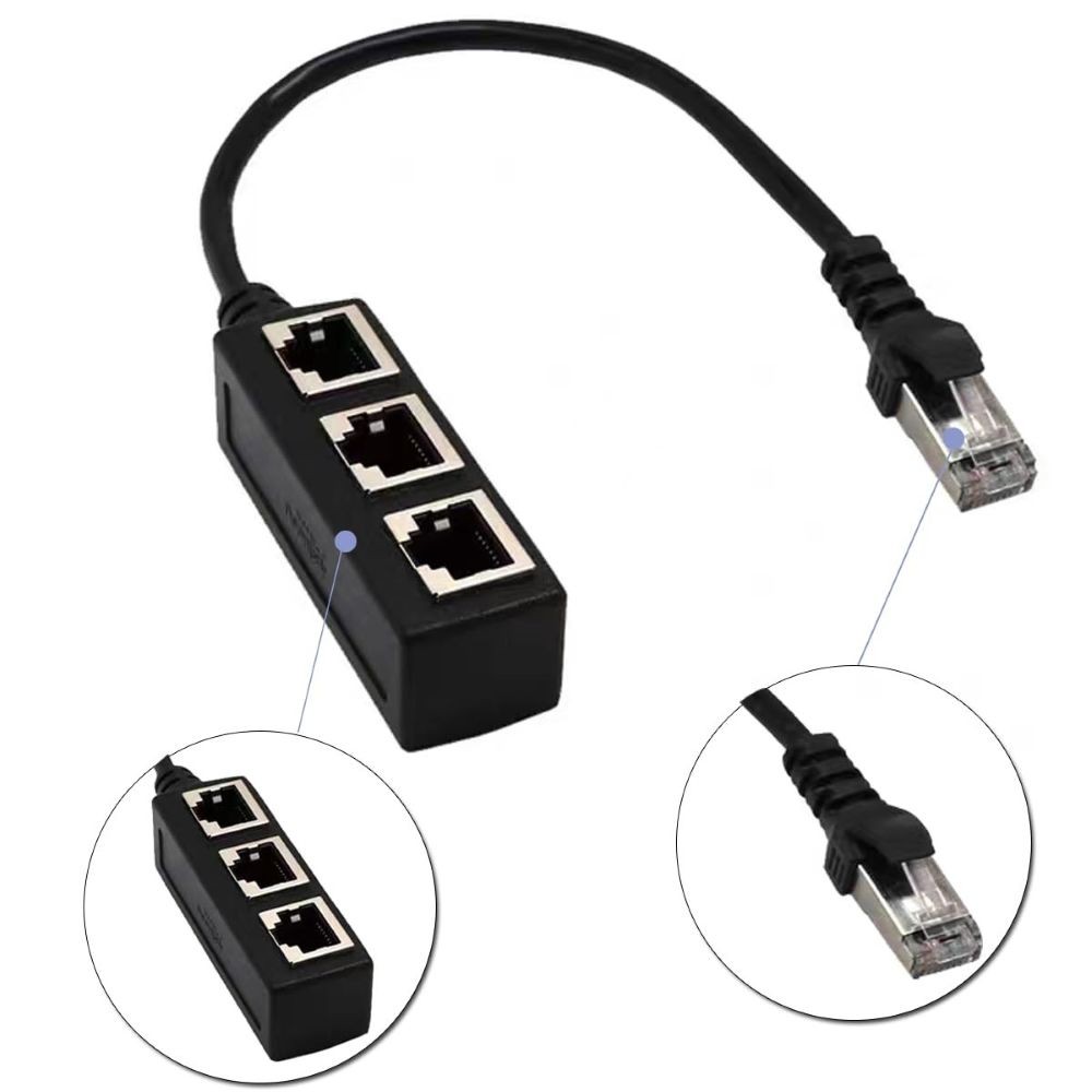 Splitter Ethernet RJ45 Cable Adapter 1 to 3 Ports LAN Network Network Connectors