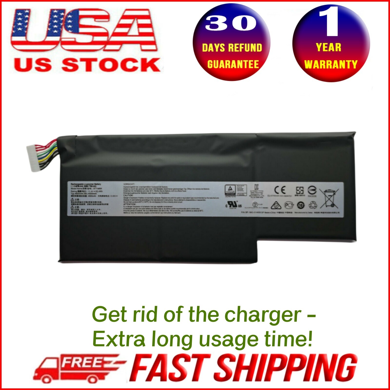 OEM Genuine BTY-M6K Battery for MSI GF63 8RC 8RD GF65 GF75 GS63VR GS73 GS73VR