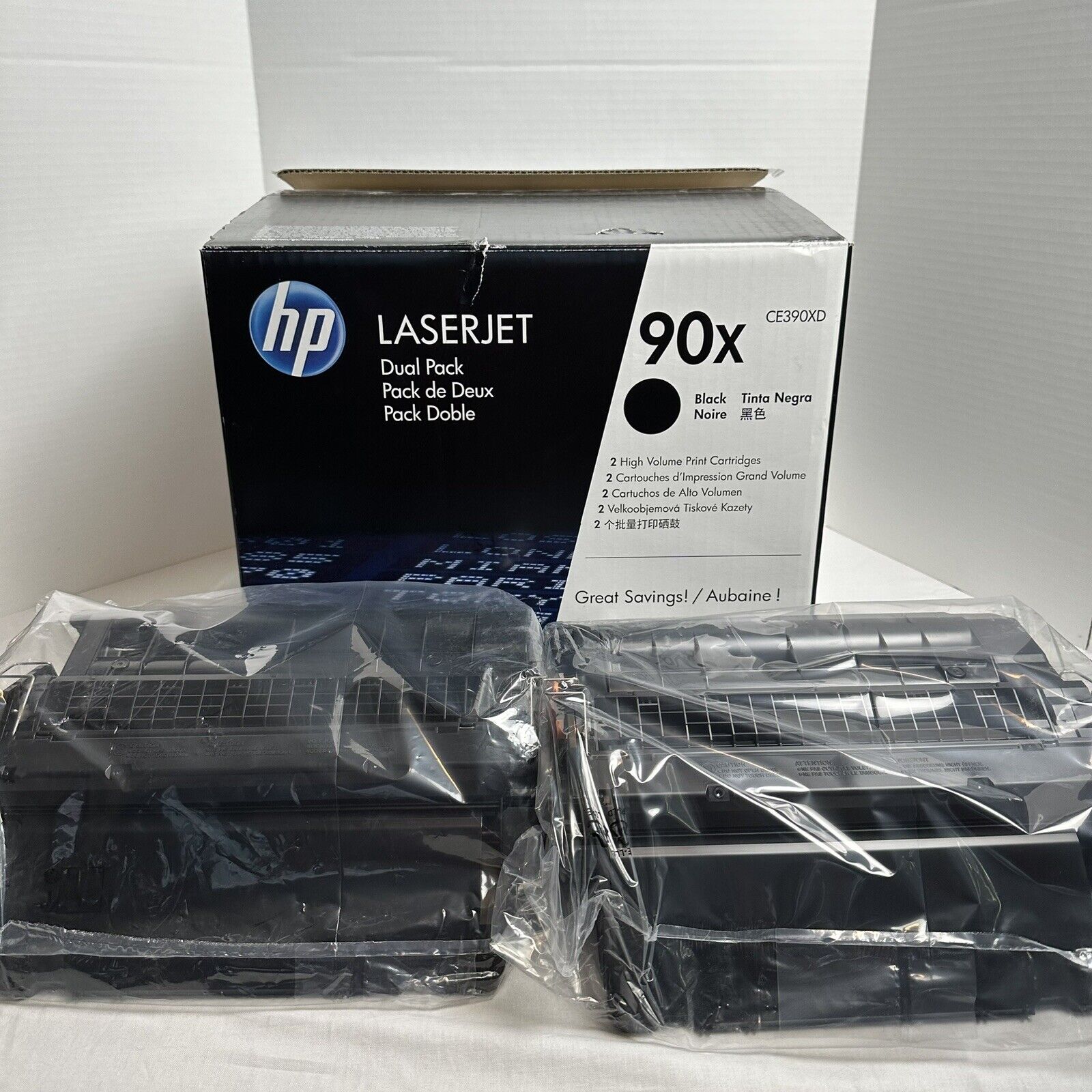 HP 90X Dual Pack High Yield Black LaserJet Toner Cartridges CE390XD Open Box