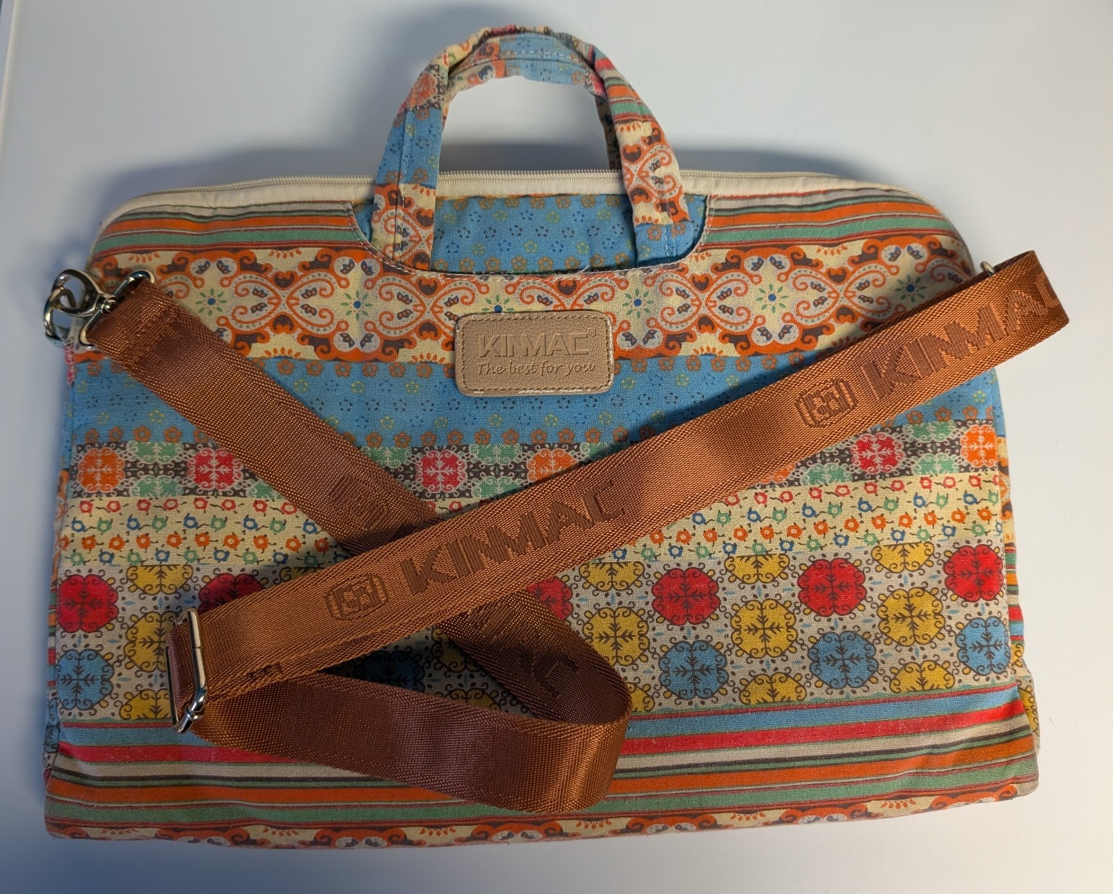 KINMAC Laptop Briefcase Sleeve Wide Shoulder Strap Fleece Lined Bohemian 