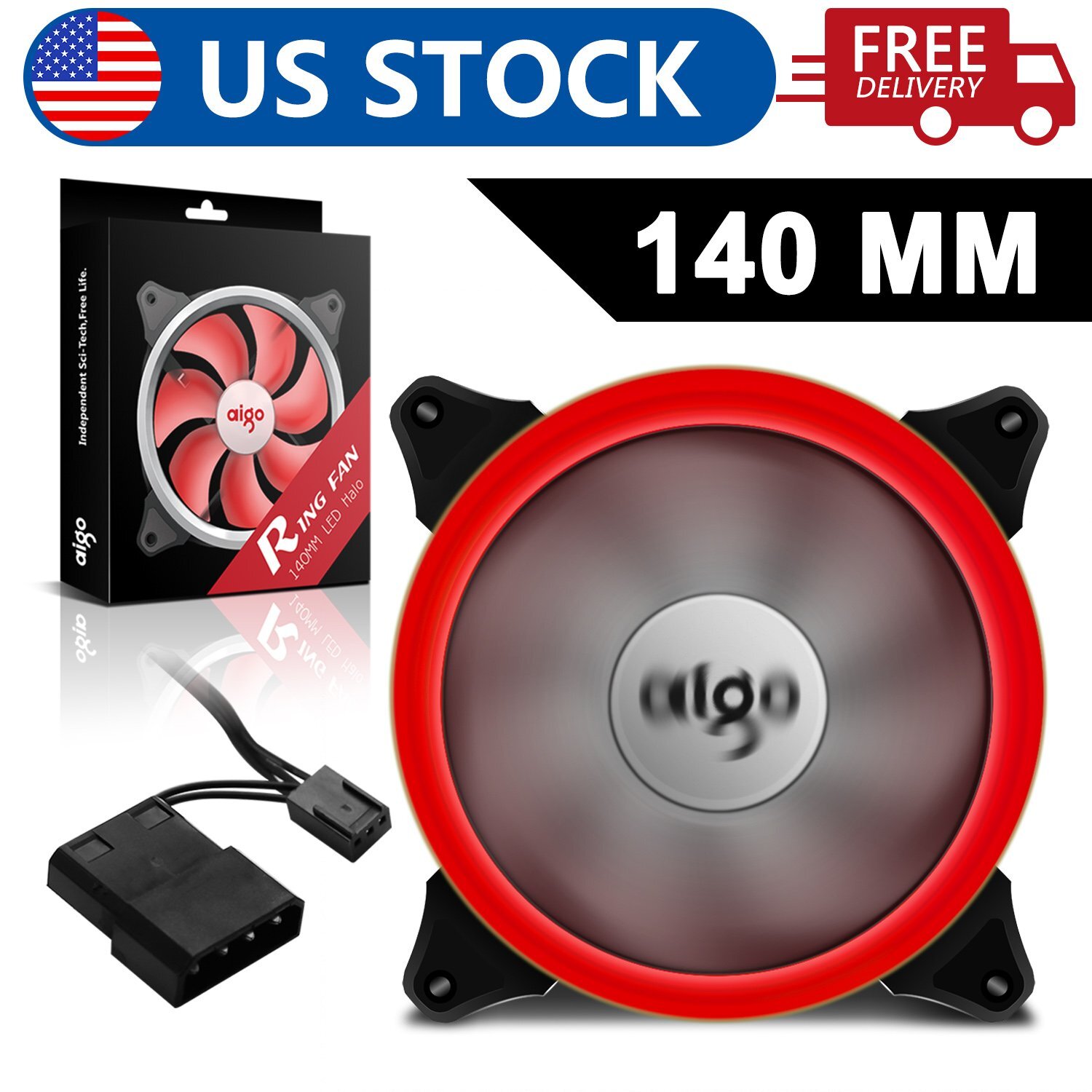 LED Case Fan 140mm Fans Silent Sleeve Bearing Desktop PC Fan Computer Cooling