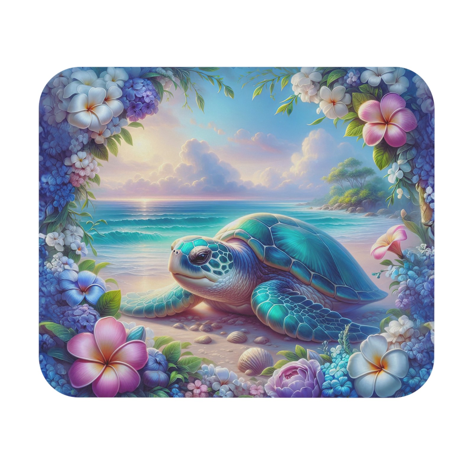 Serene Sea Turtle Mouse Pad, Beach Decor, Office Gift, Eco-Friendly Desk Mat