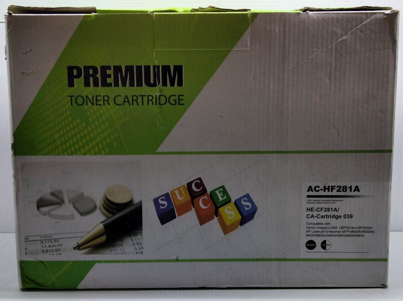 Premium Universal Black Toner Cartridge Compatible w/ HP CF281A (81A), Canon 039