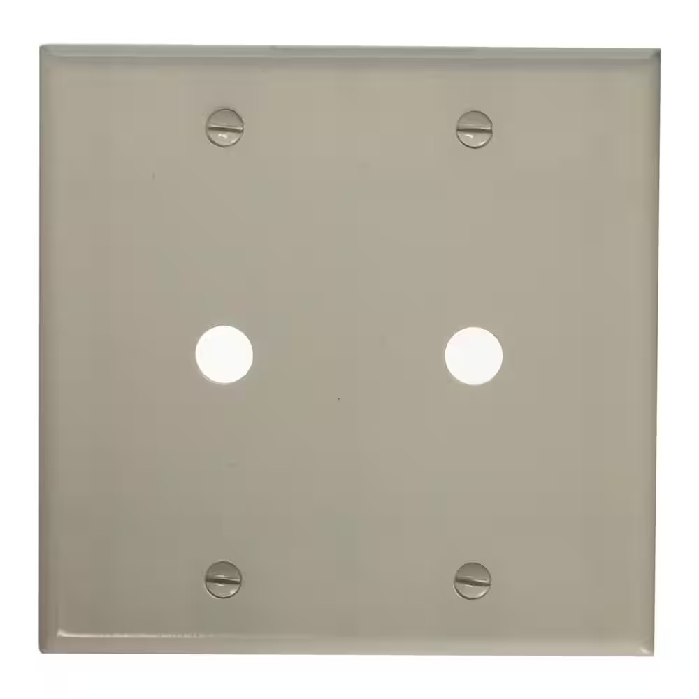 2-Gang White 0.406 In. Phone/Cable Plastic Box Mount Standard Wall Plate 1-Pack