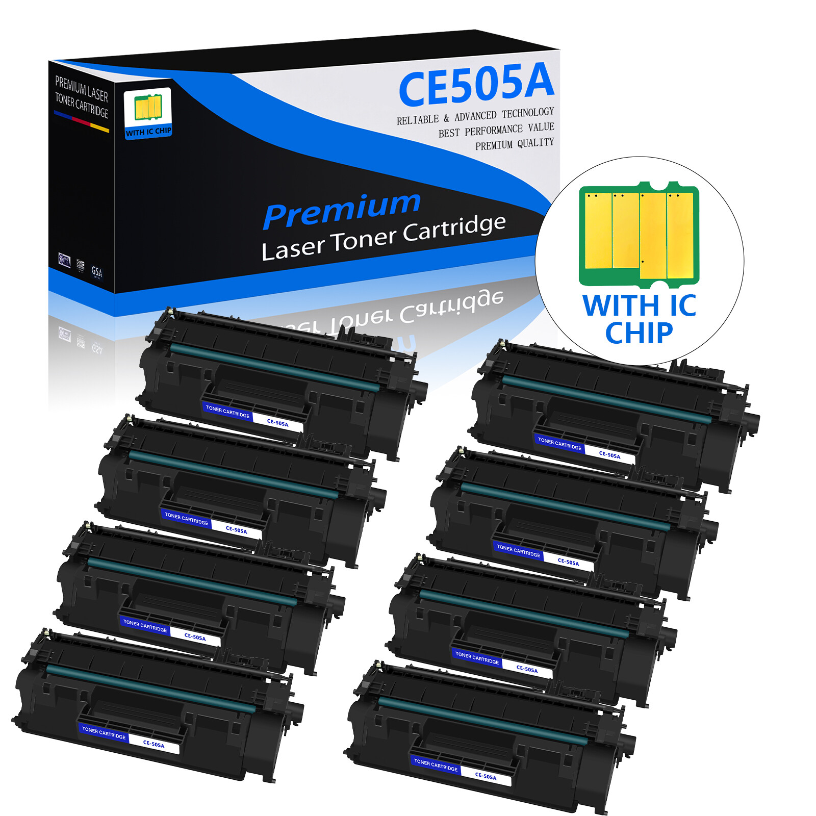 GREENCYCLE 8 Pack CE505A 05A Toner for HP LaserJet P2030 P2035 P2035n Printer