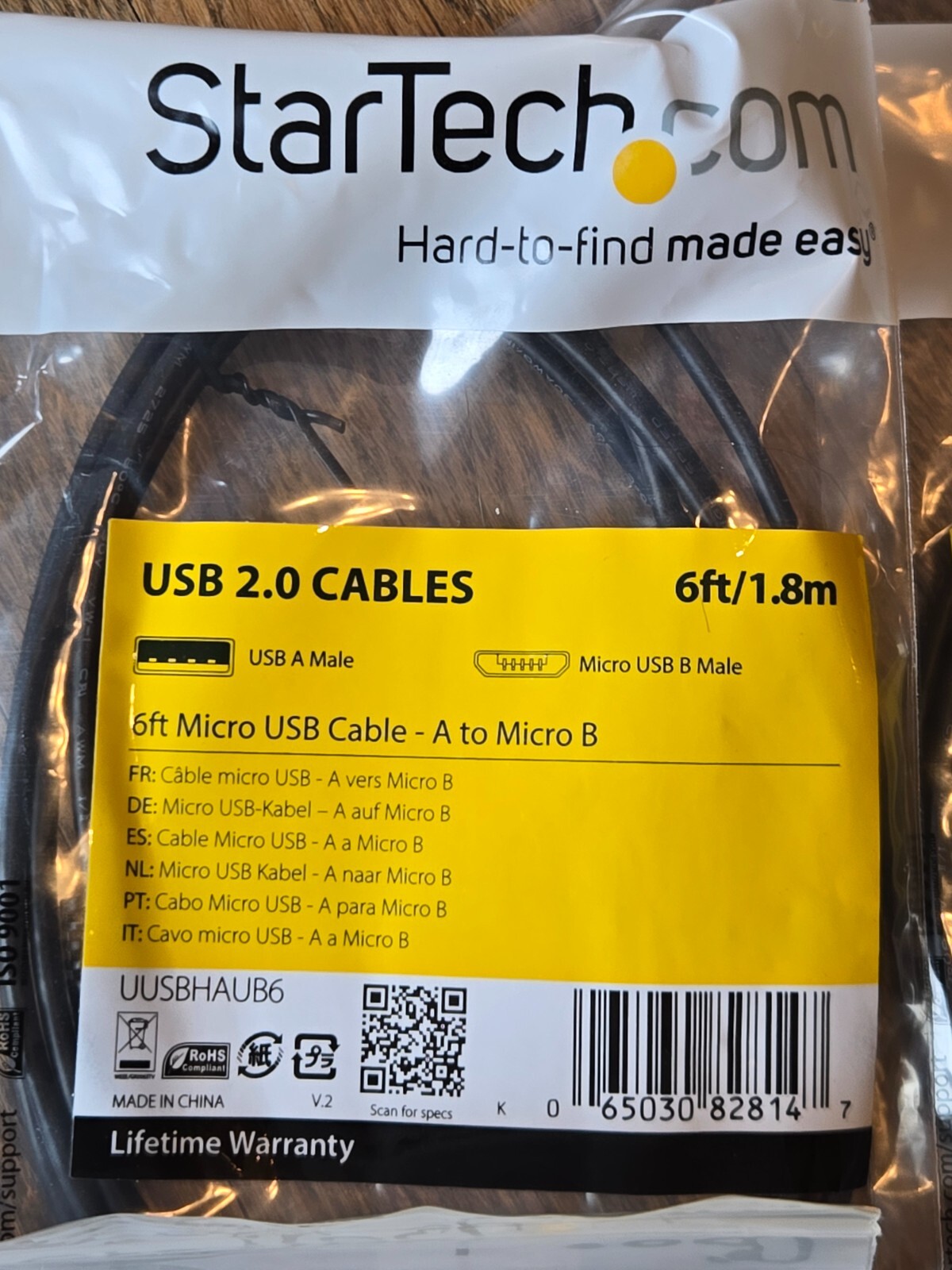 StarTech 6ft Micro USB Cable A to Micro B UUSBHAUB6