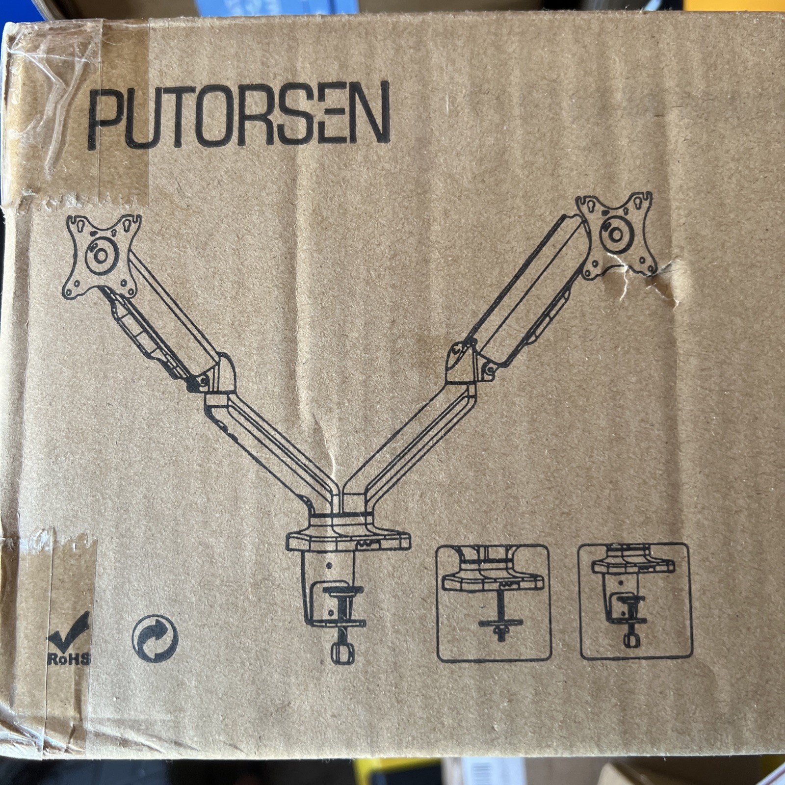 Putorsen Counterbalance Dual Monitor Arm Desk  Mount 17" 27" New NIB Gas Spring