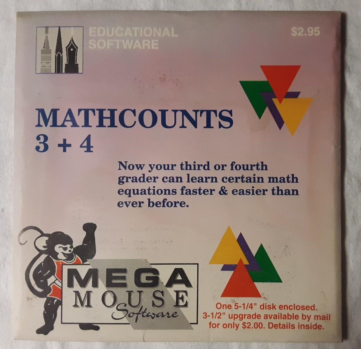Math Counts 3+4 retro 5.25" floppy disk  elementary 1994 SEE NOTE