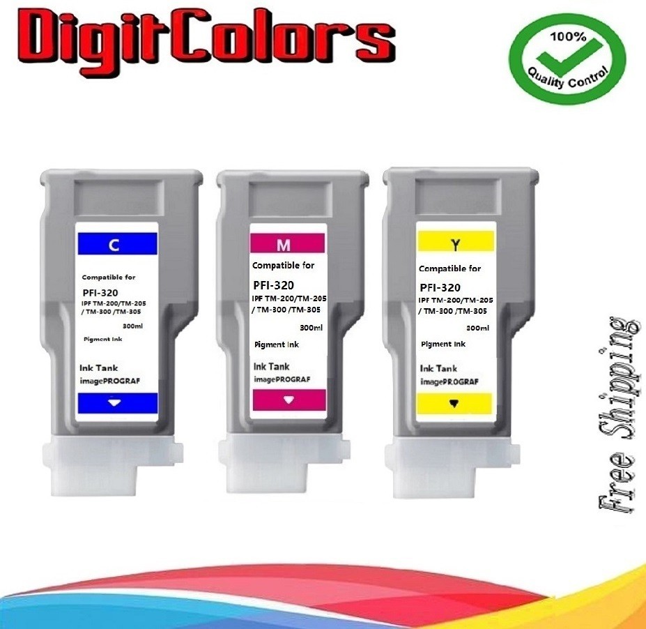 3 PK PFI-320 CMY Color Ink Cartridge Canon PROGRAF TM-200 TM-205 TM-300 TM-305