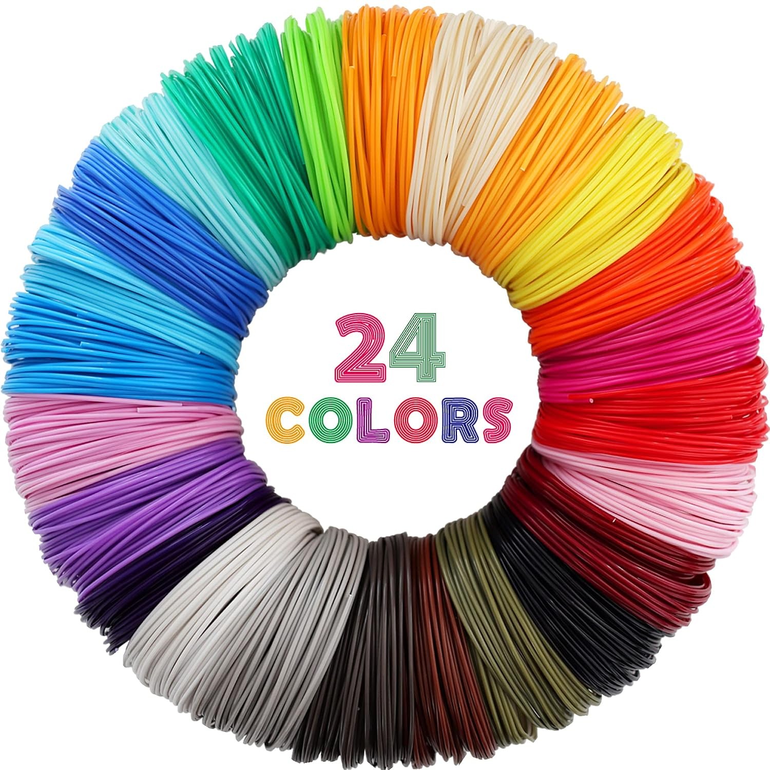 MIKA3D 24 Colors 1.75mm ABS 3D Pen Printer Filament Refill, Each Color 3.5m, Tot