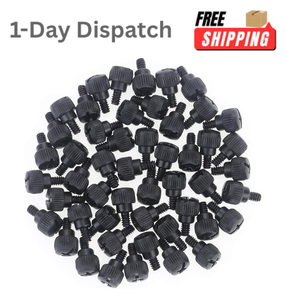 50 Pcs #6-32 x 5mm Computer Case Thumb Screws Black Carbon Steel PC Case Chassis