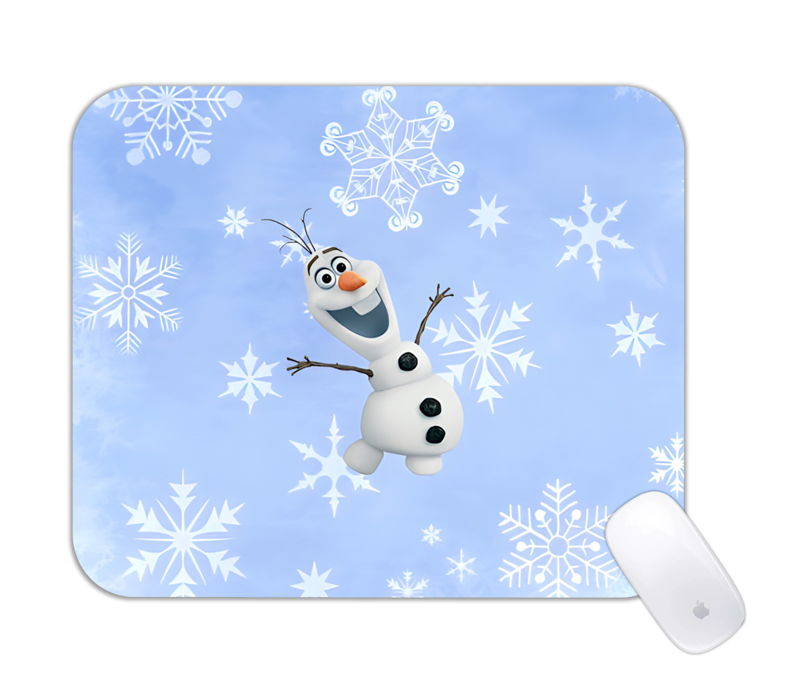 Cute Snowman Olaf Snowflakes Desk Mat Fun Winter Gaming Mouse Pad