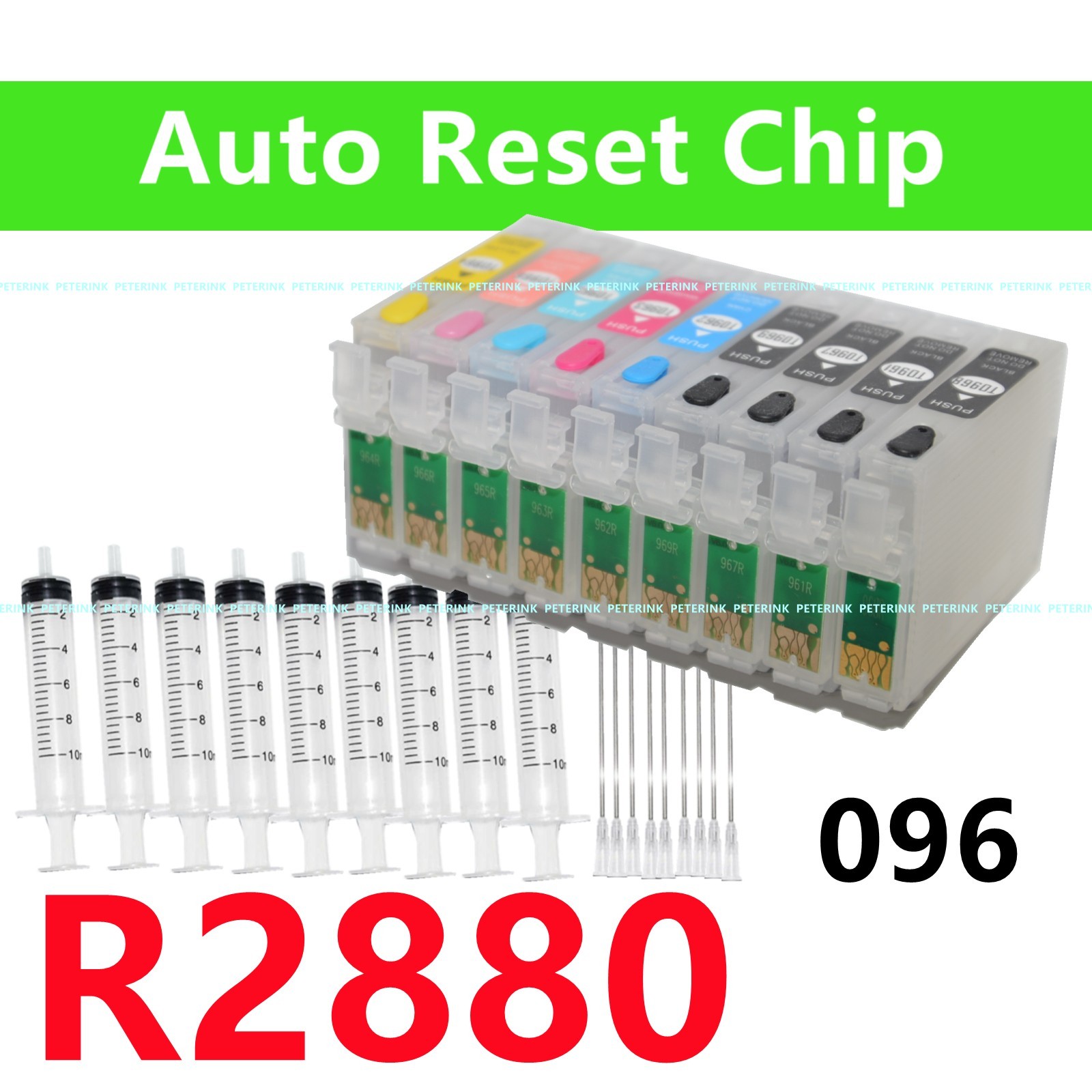 9 Empty Refillable Ink Cartridge kit for Stylus Photo R2880 Printer T096 96**