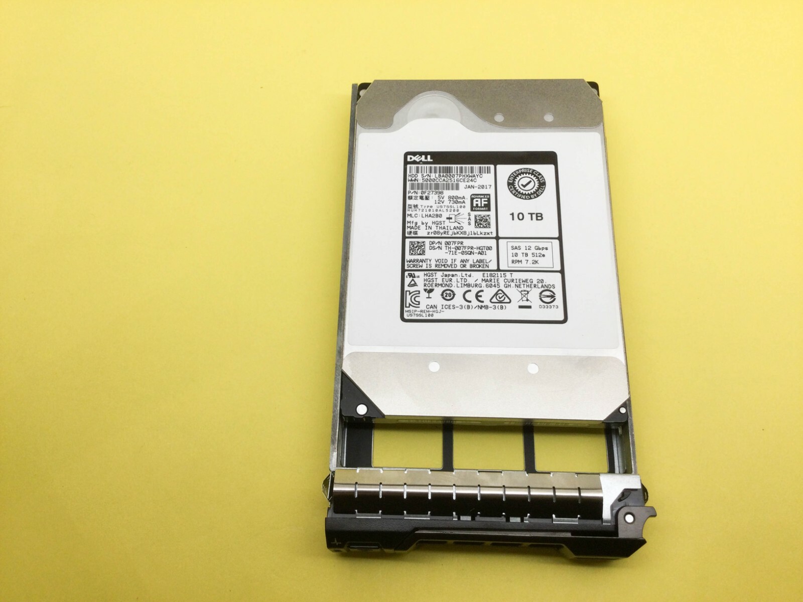07FPR Dell 10TB 7.2K RPM SAS 12Gb/s 3.5" 512e HDD 007FPR HUH721010AL5200