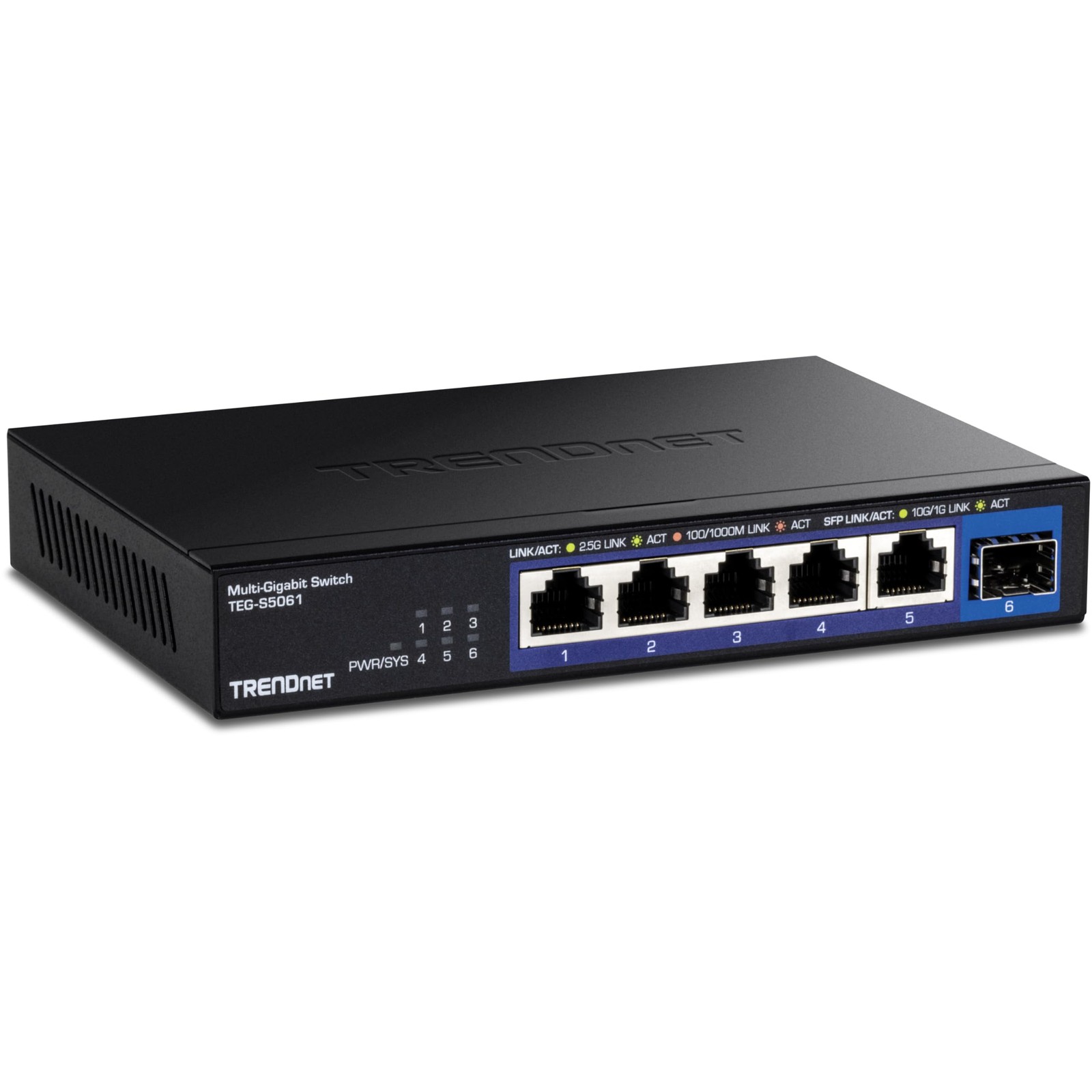 TRENDnet 6-Port Unmanaged 2.5G Switch with 10G SFP+Port, 6-Port, Black