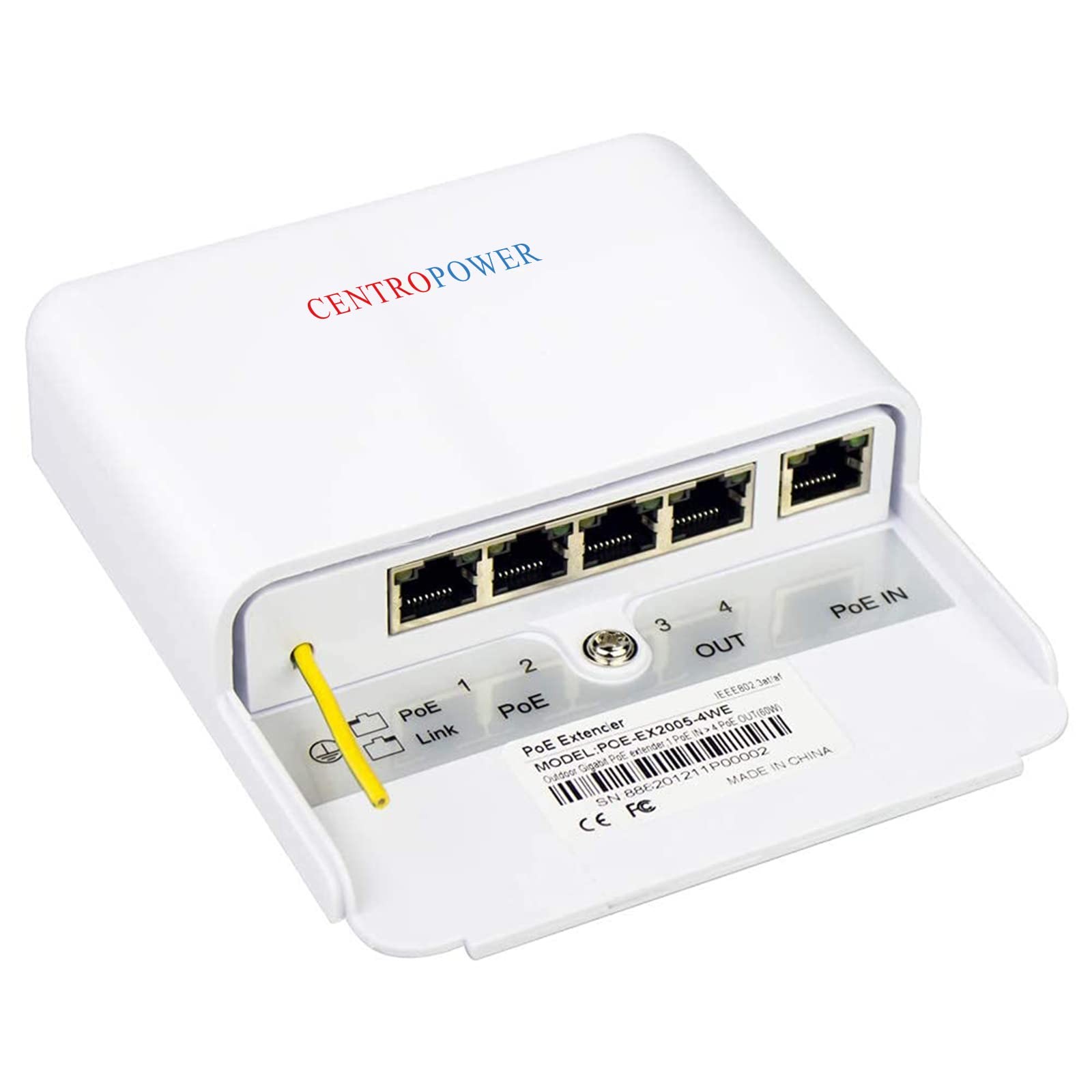 CENTROPOWER Outdoor 5 Port PoE Switch/Extender/Booster