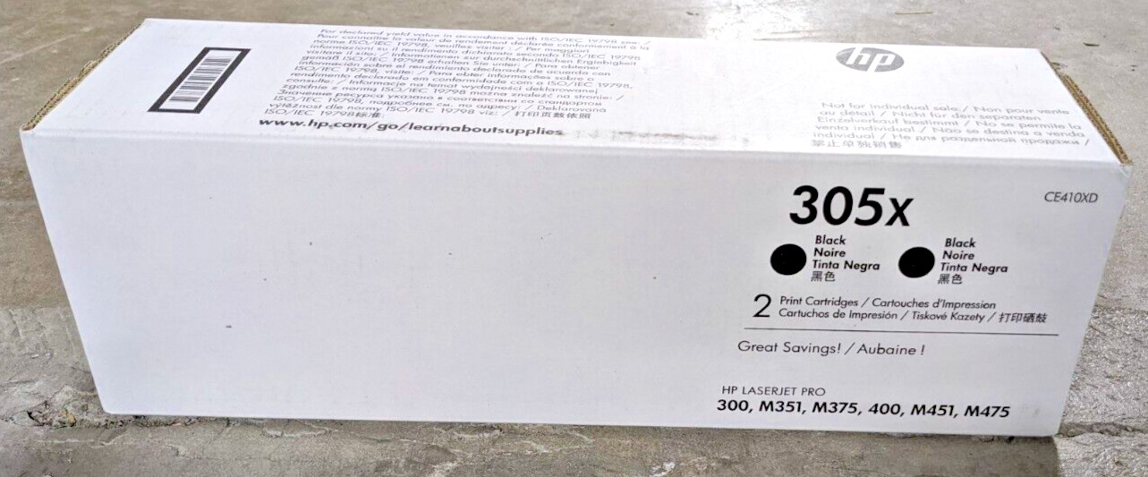 Genuine HP 305X 2Pack CE410X Black Toner Cartridge 4K Page LaserJet 300 M351 NEW