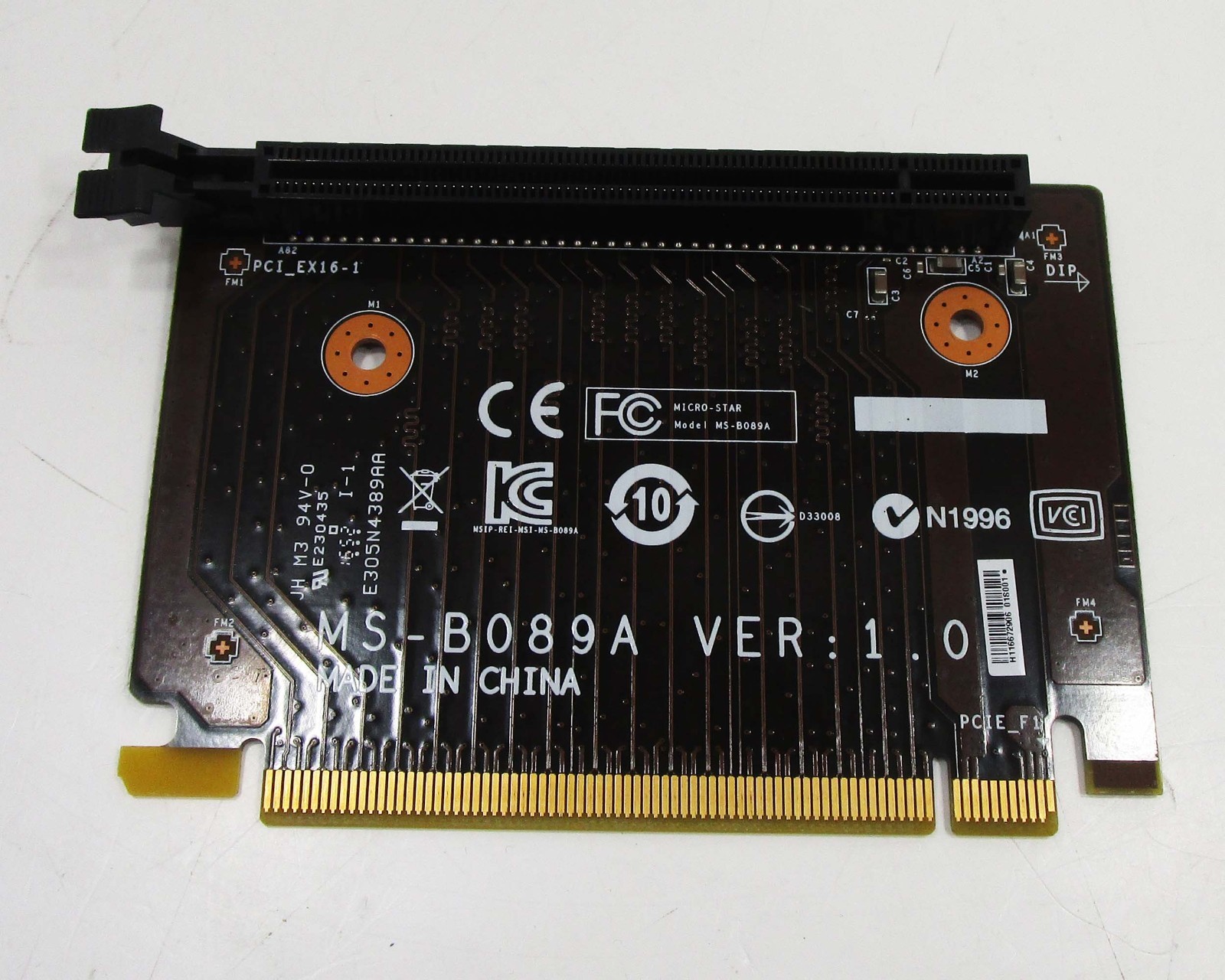 MSI Nightblade MIB-246US  PCIe X16 Graphics Card Riser Board MS-B089A Ver 1.0