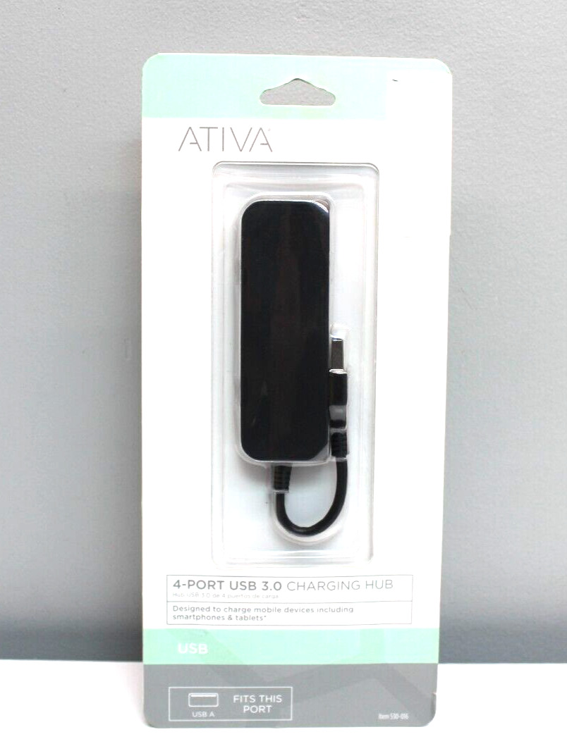 Ativa 4 Port USB C 3.0 Charging Hub High-Speed Connectivity, BLACK. NEW SEALED