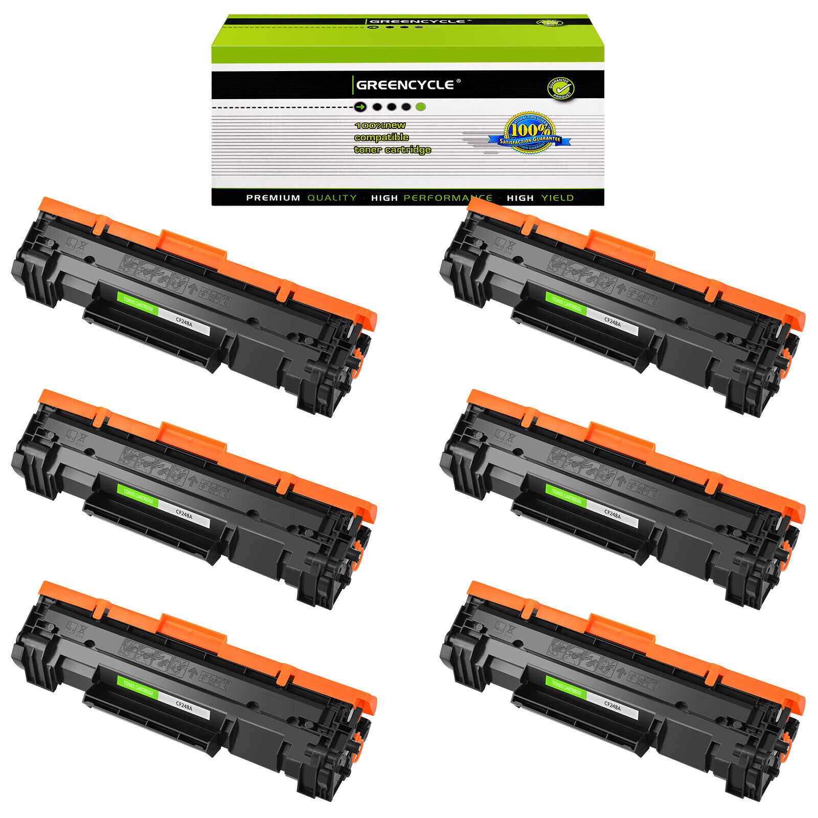 GREENCYCLE 6PK CF248A 48A Toner Cartridge Fits for HP LaserJet Pro Printer Black