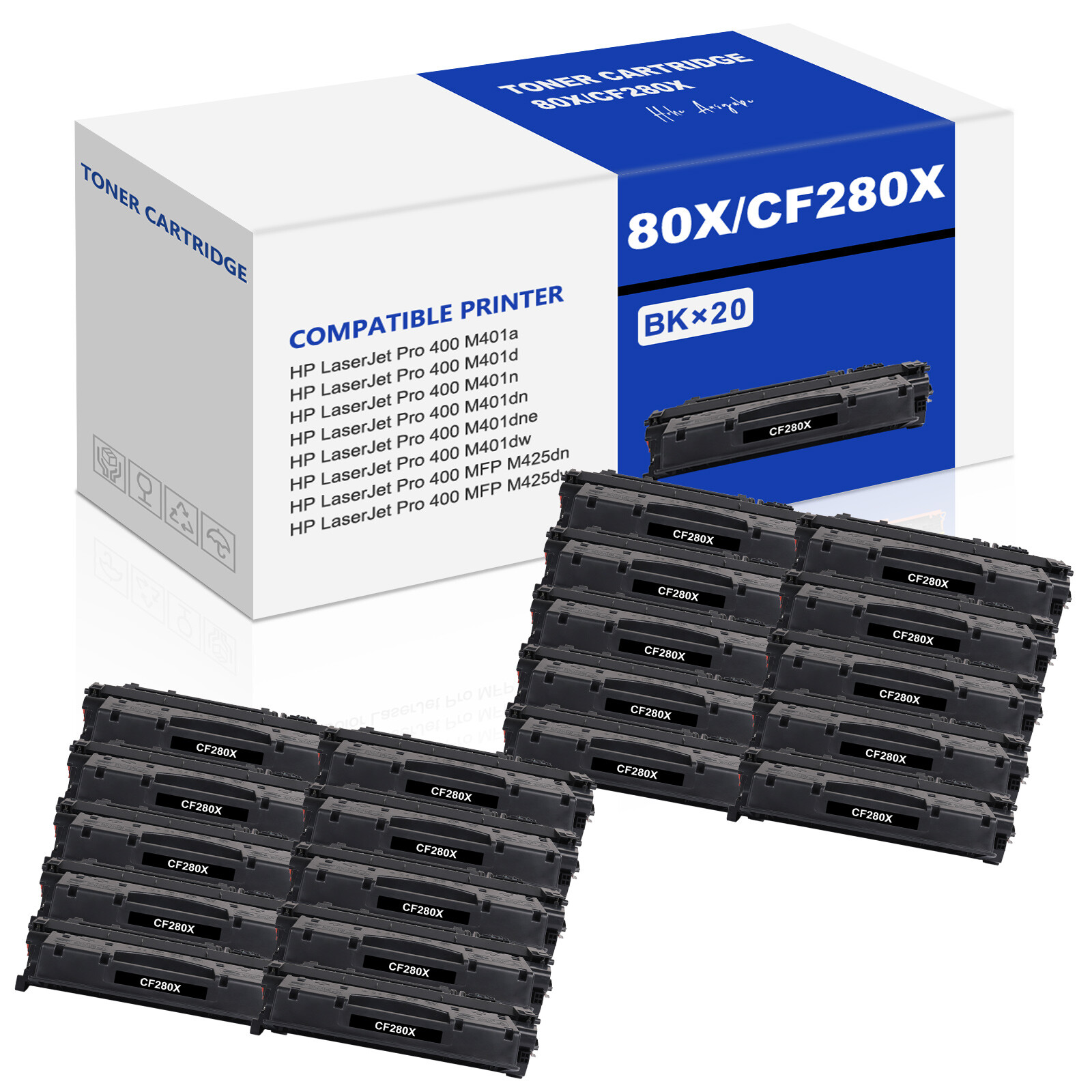 20PK CF280X 80X Toner Cartridge for HP LaserJet 400 M401dn M401dne MFP M425dw