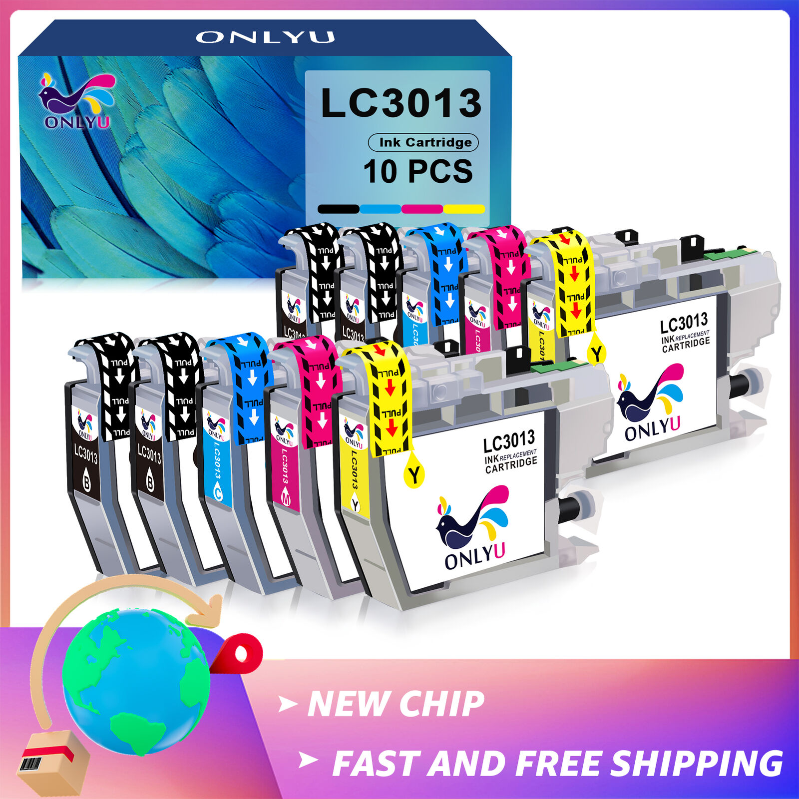 10x LC3013 XL Black Color Ink Cartridge for Brother LC3011 MFC-J491DW J497DW