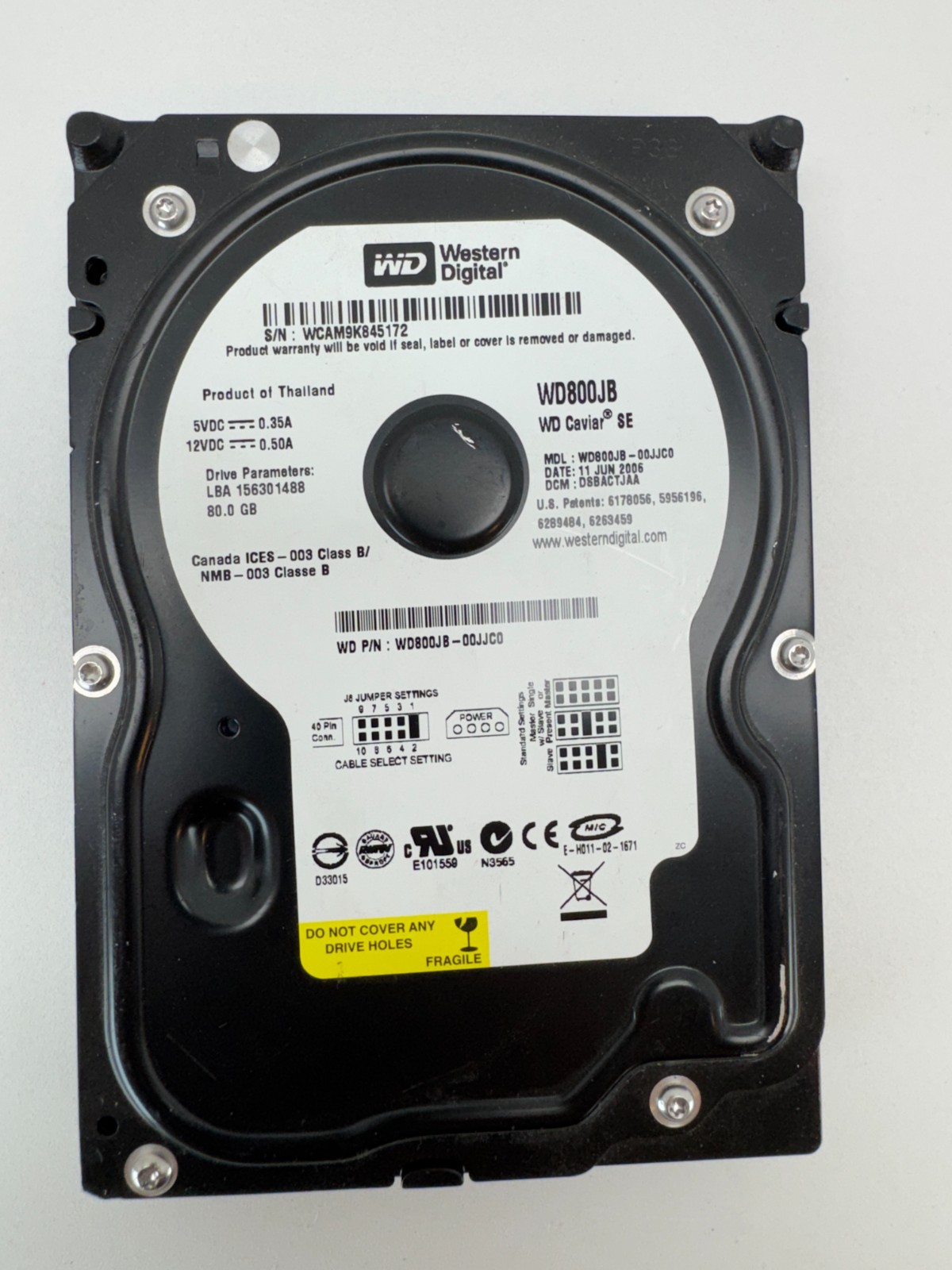 Western Digital WD800JB-00JJC0 80GB IDE 3.5 HDD 2060-701292-000 Board