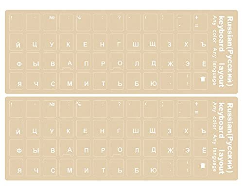 2PCS Transparent Background Russian Keyboard Letter Russian-Clear/White