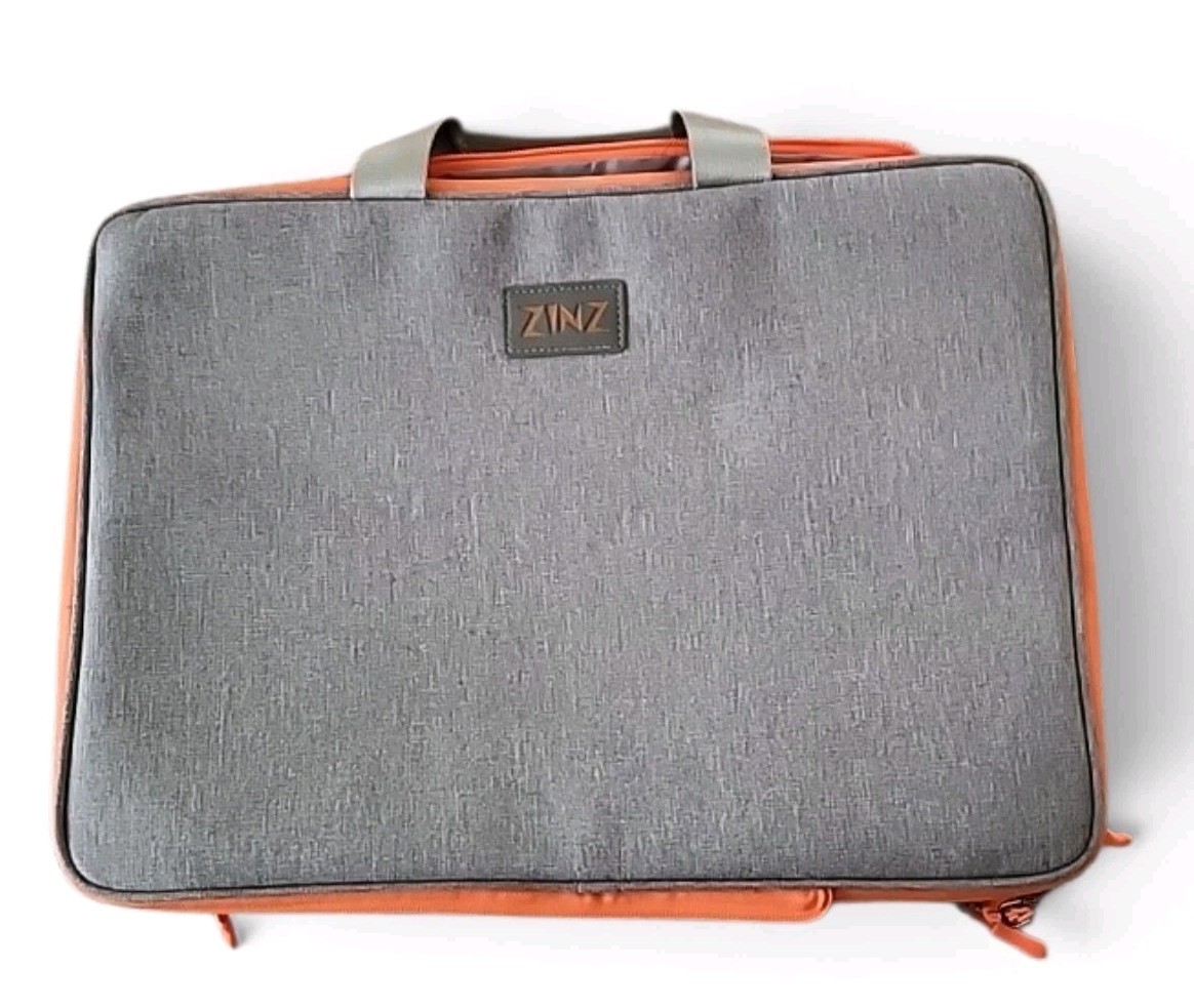 ZINZ Expandable Soft Protective Laptop Carrying Case 15.16" Sleeve Gray Orange