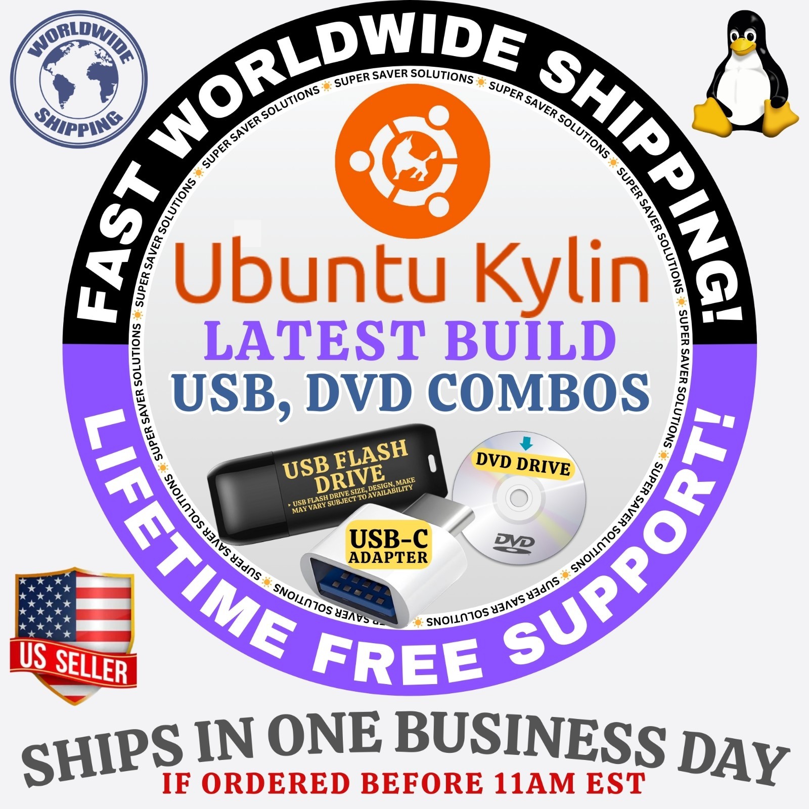 UBUNTU KYLIN LINUX OS | ALL LATEST ISO BUILDs | DVD, USB COMBOS | FAST SHIP