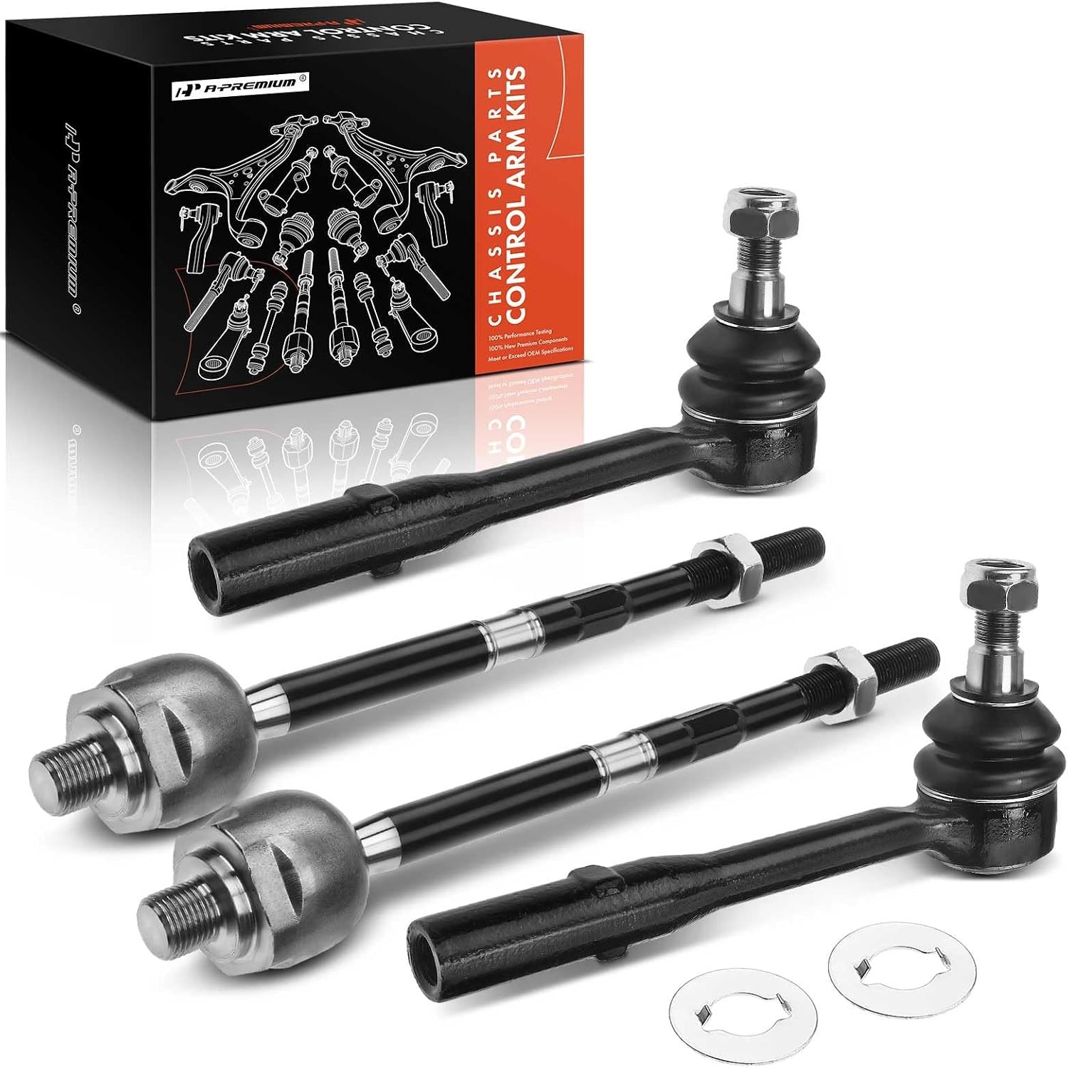 A-Premium Set of 4, Front Inner & Outer Tie Rod End Kit, Compatible with Mercede
