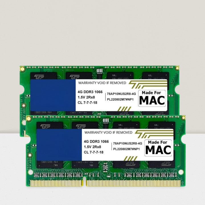 8GB KIT(2x4GB) Compatible for Apple DDR3 1067MHz PC3-8500 CL7 SODIMM MAC RAM