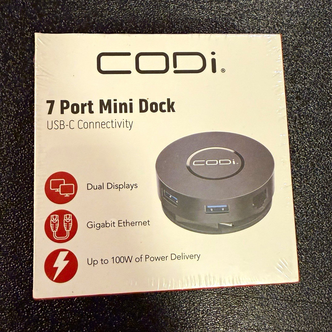 CODi 7 Port Mini Dock USB-C Docking Station HDMI Gigabit Ethernet Black A01058