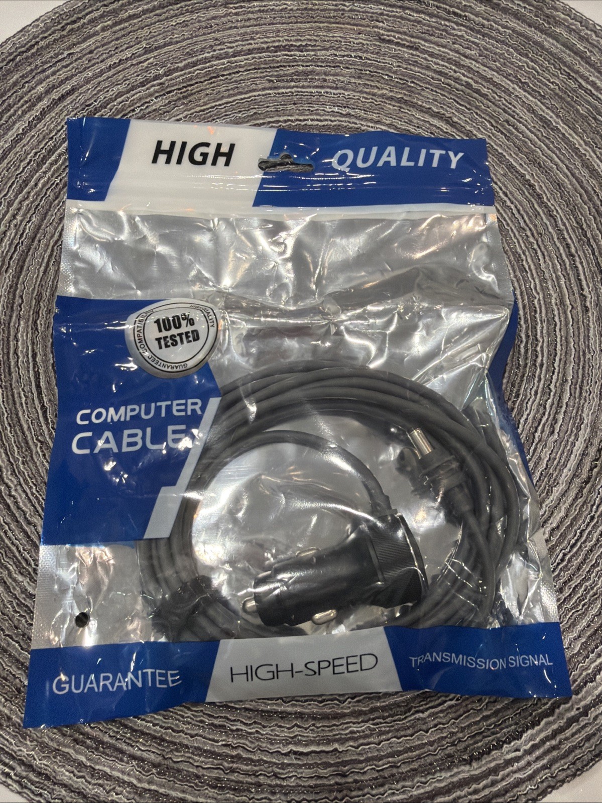 Car Charger Cable USB-C & USB-A Ports High-Speed Portable Black