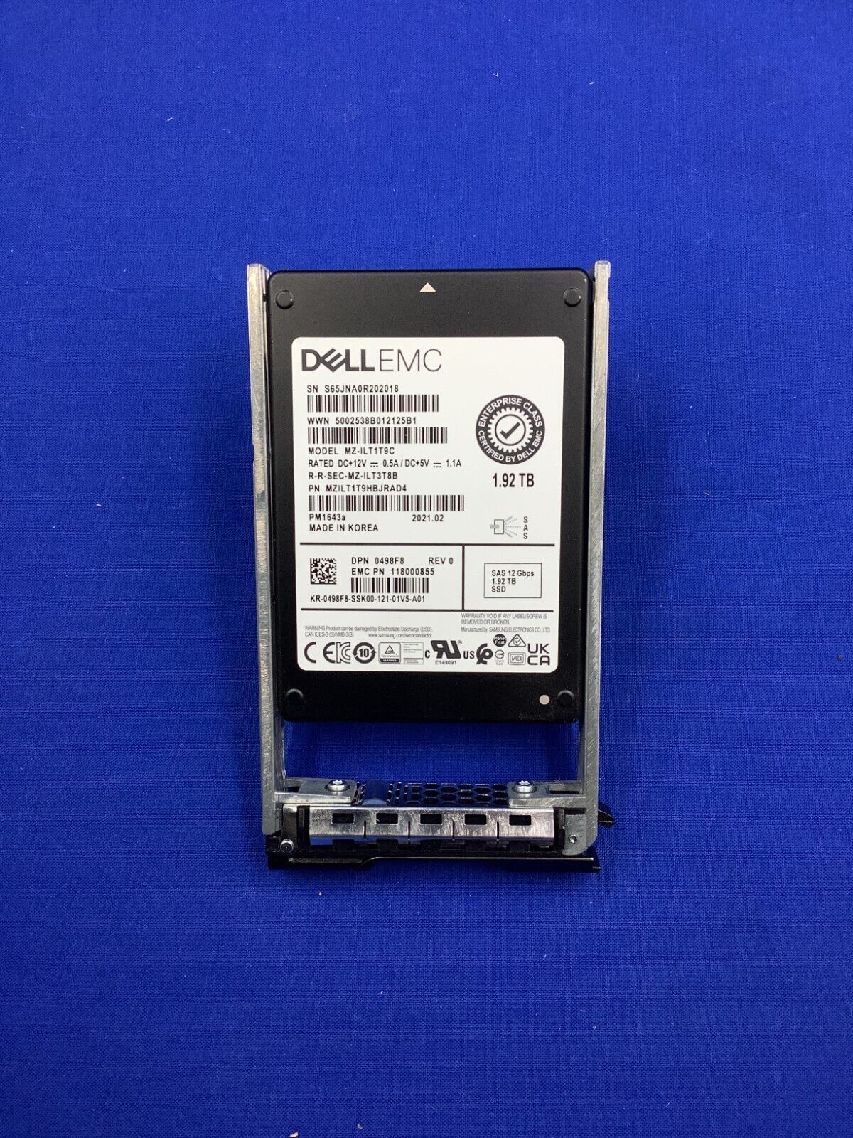 0498F8 Dell Compellent 498F8 1.92TB SAS 12Gbps RI 2.5'' SSD MZ-ILT1T9C