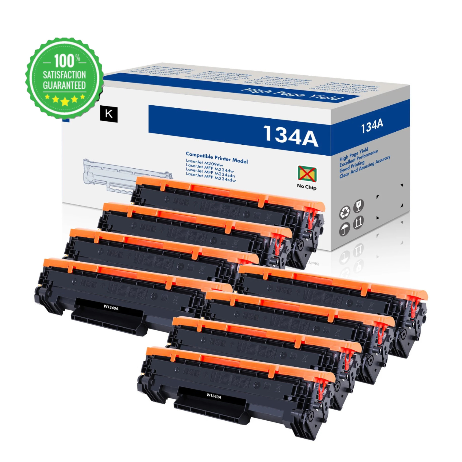 8PK 134A W1340A Toner NO CHIP Fits For HP LaserJet M209 MFP M234sdne M234sdwe