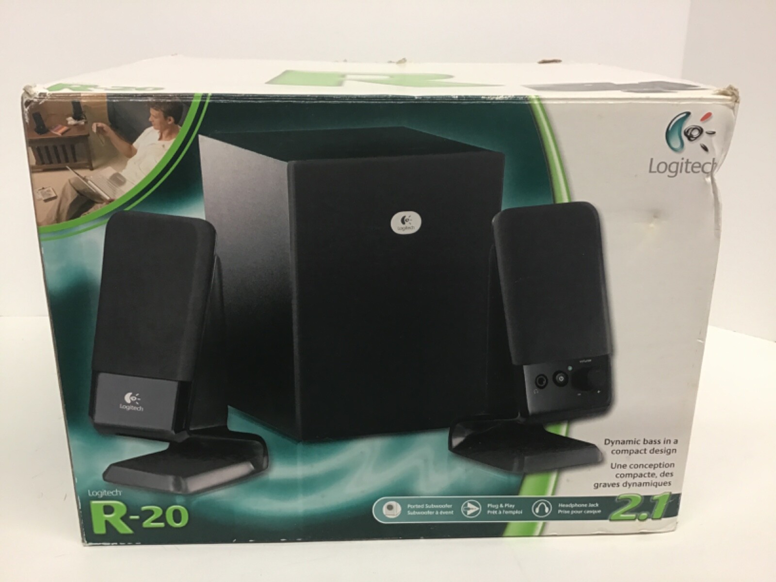Logitech R-20  Speaker System With Subwoofer & 2 Satellites Dynamic Bass compact