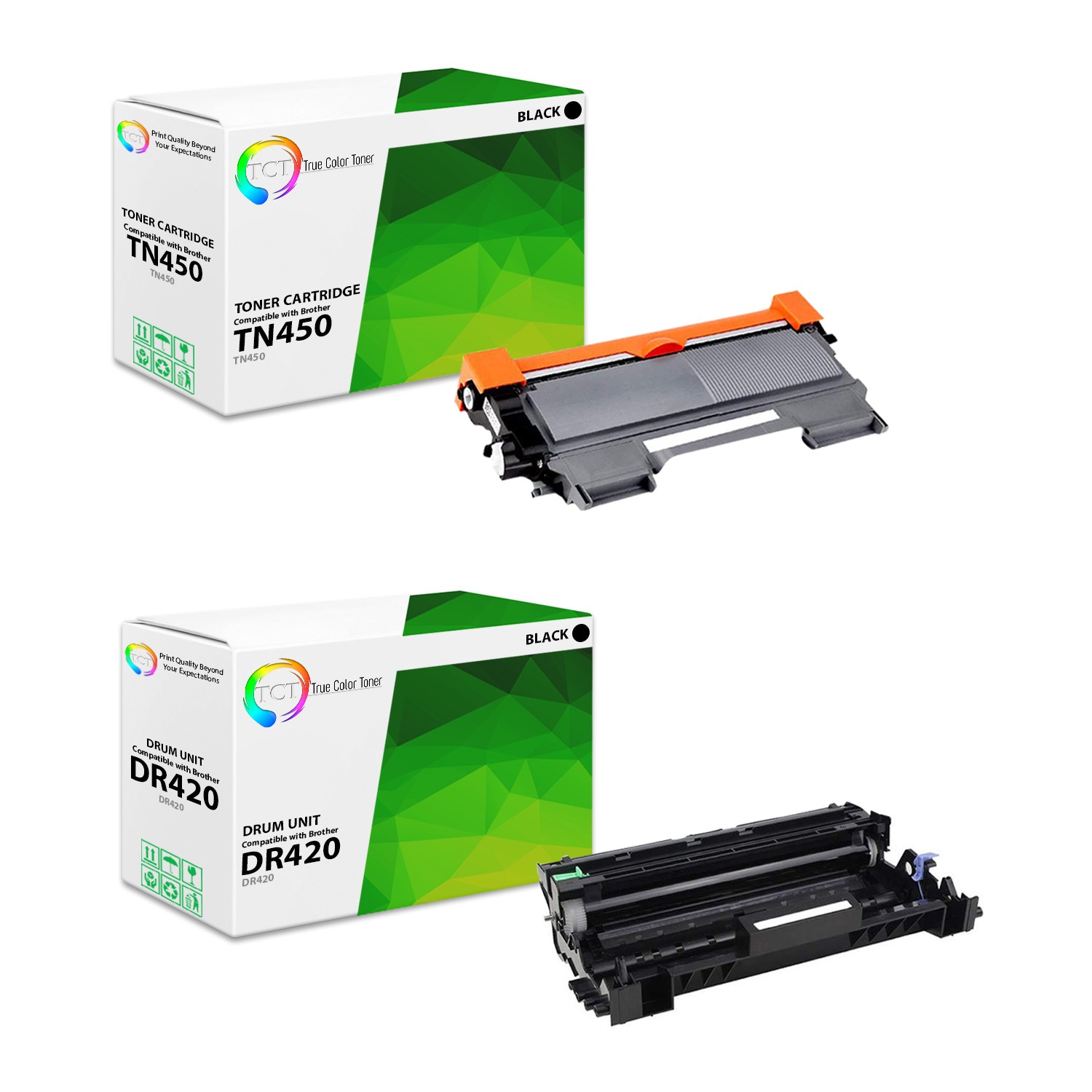 3Pk TCT Compatible TN450 HY & DR420 For Brother HL-2240 MFC-7360 Toner & Drum