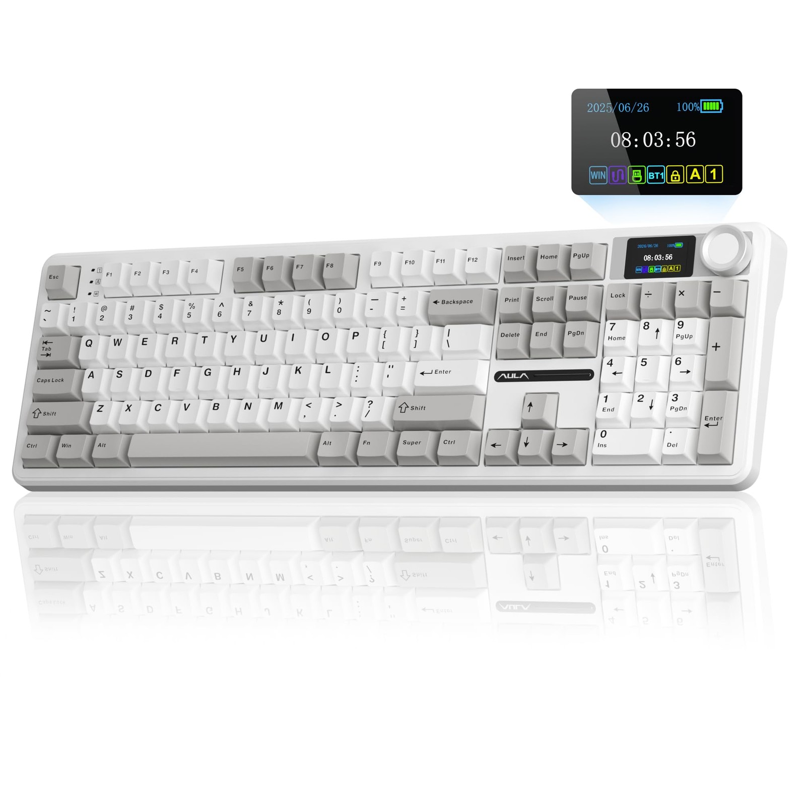 AULA F108 PRO Wireless Mechanical Keyboard Full Size Silent Hot Swap RGB Gray
