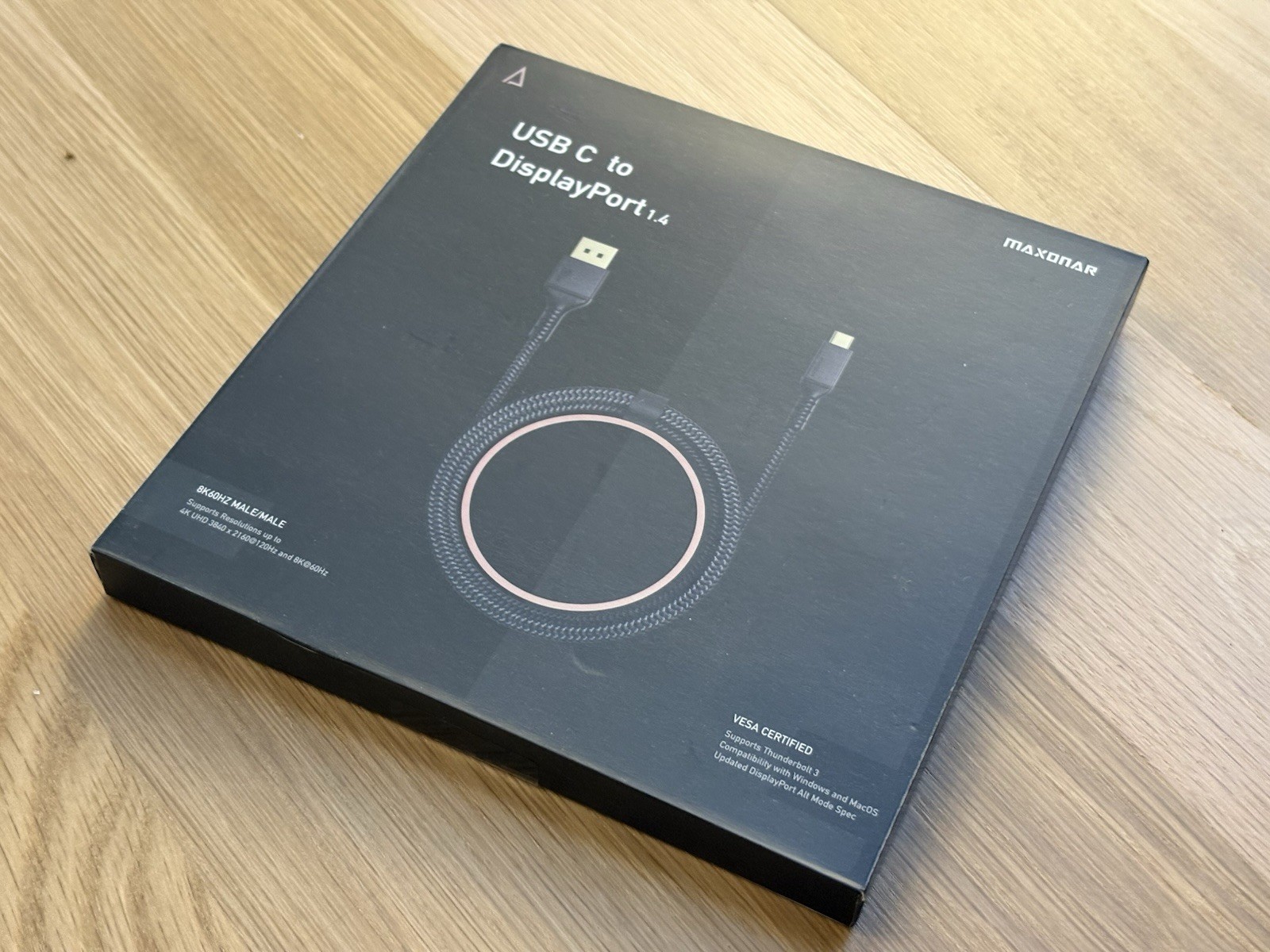 Maxonar USB-C to DisplayPort 1.4 Cable 6.6FT 8K 60Hz VESA Certified HBR3