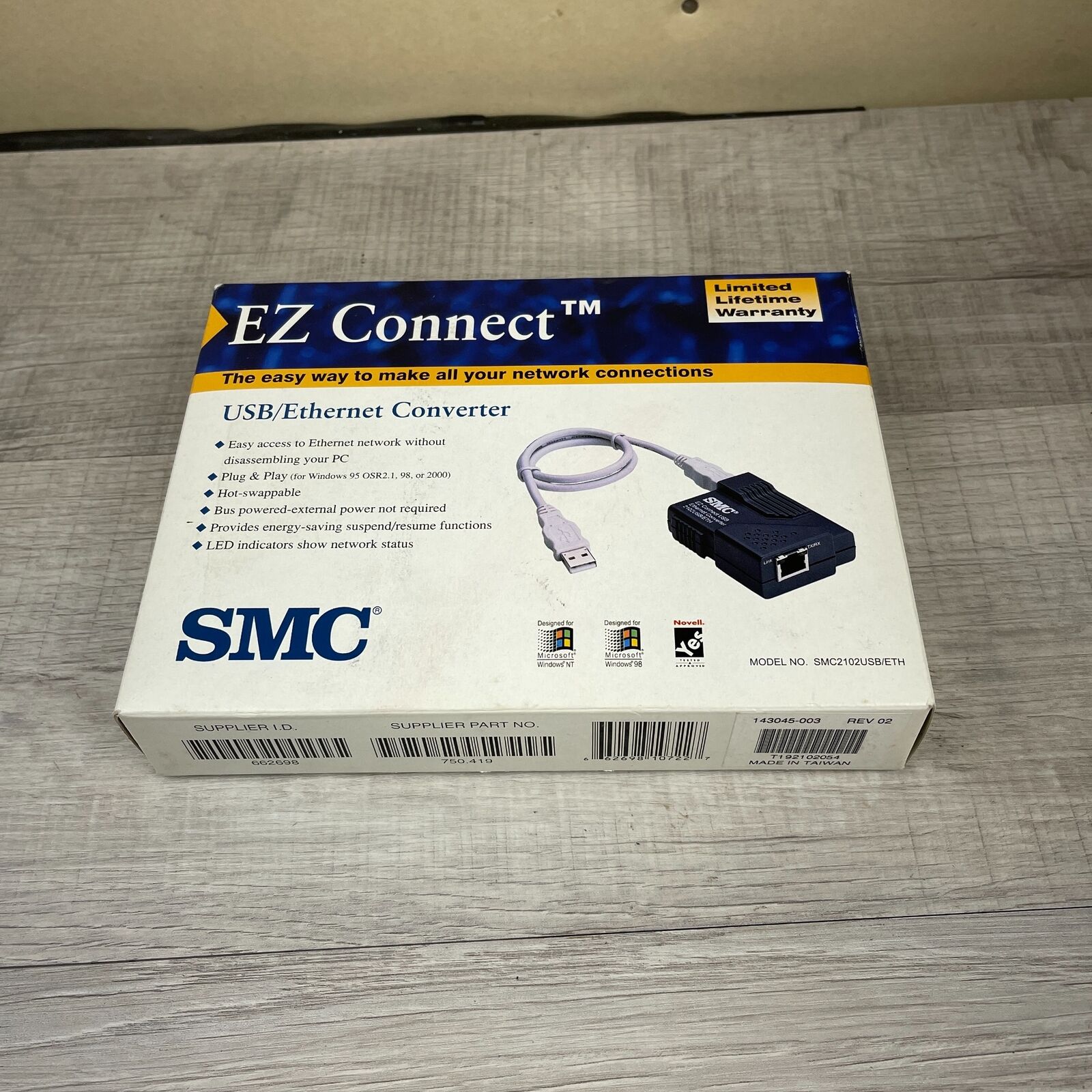 SMC Networks EZ Connect SMC2102USB/ETH Black USB/Ethernet Converter Adapter