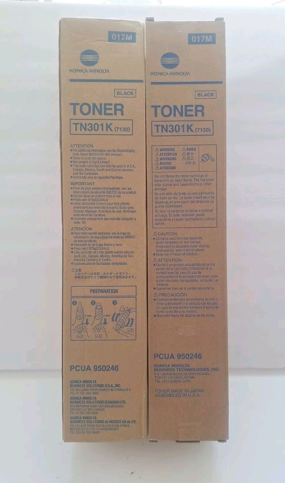 Qty. 2 Konica Minolta TN301K TN-301K 950-246 Black Toner Cartridge Genuine OEM