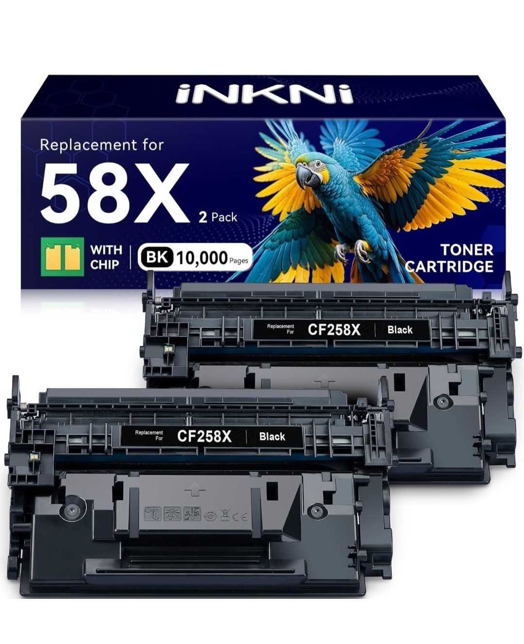 InkNI CF258X 58X Toner Cartridge (with Chip) Replacement for HP Printer (2 Pack)