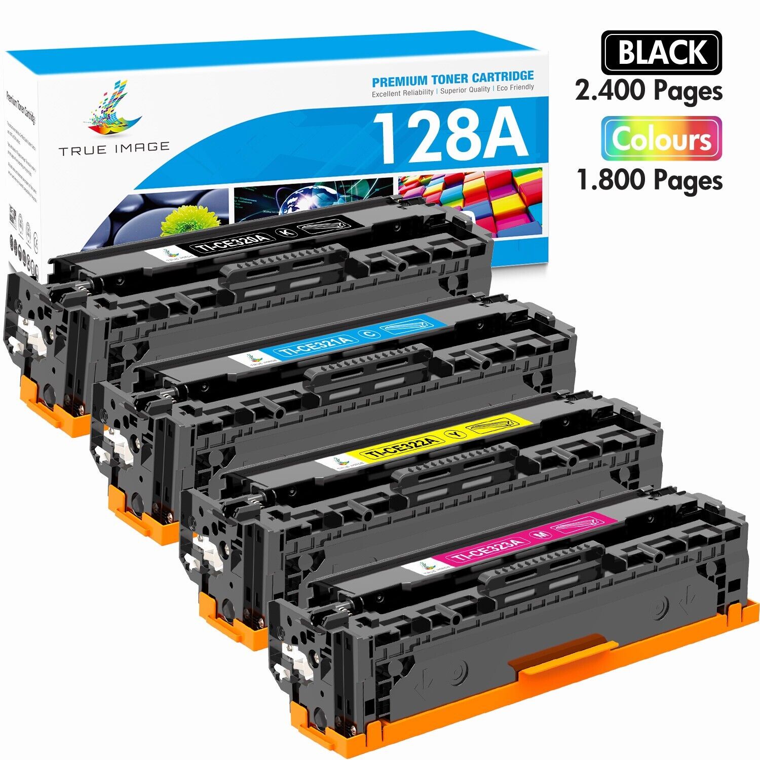 4 Pack High Yield CE320A 128A Toner for HP LaserJet Pro CM1415fnw CP1525n CP1518