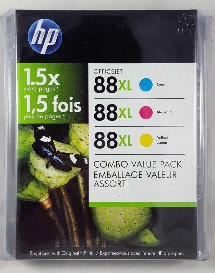 HP 88XL 88 XL Inkjet Ink 3 Combo Pack -Exp Jan 2012 NEW Fresh Genuine OEM Sealed