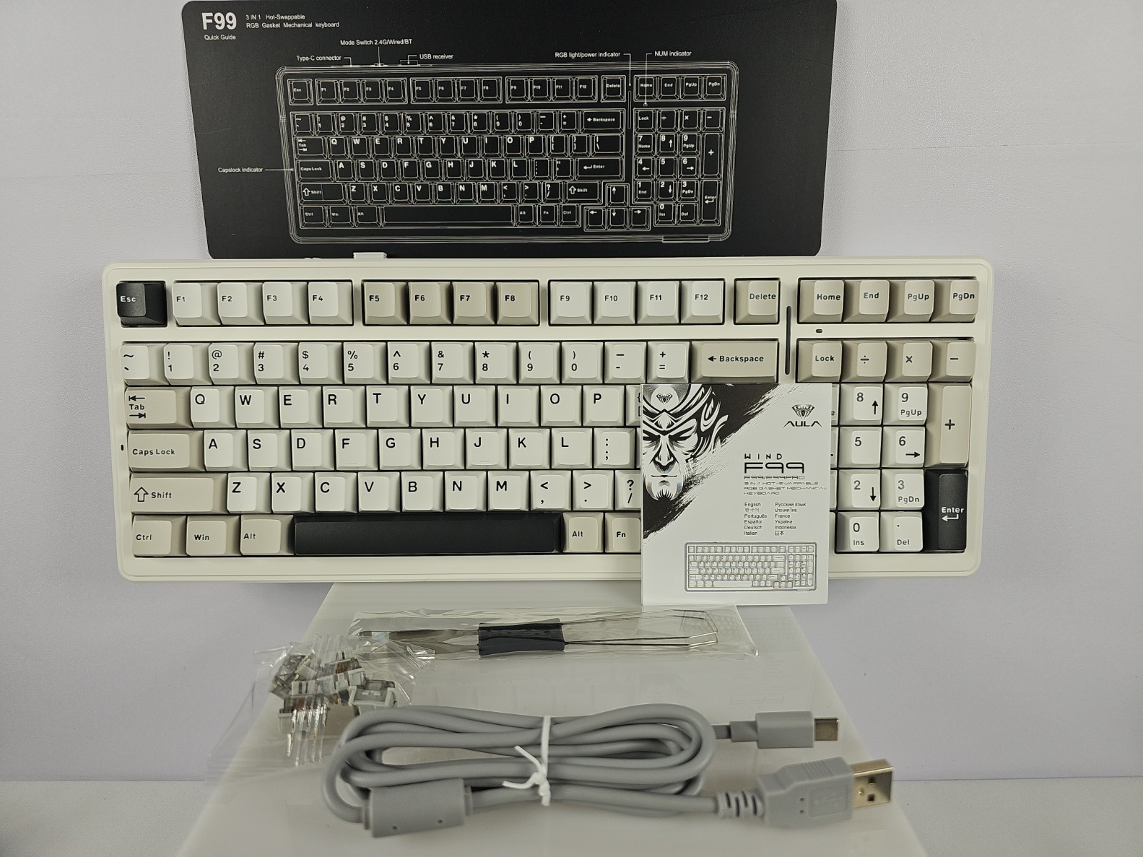 Aula Mechanical Keyboard F99 Grey+White+Dark Grey