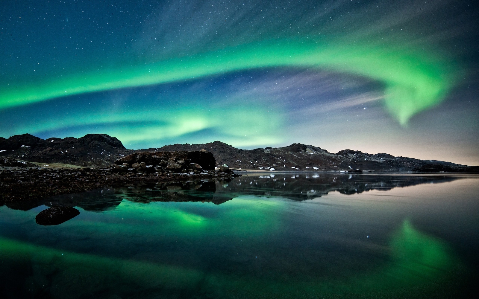 Landscape nature aurorae night reflection water iceland Custom Gaming Mat Desk
