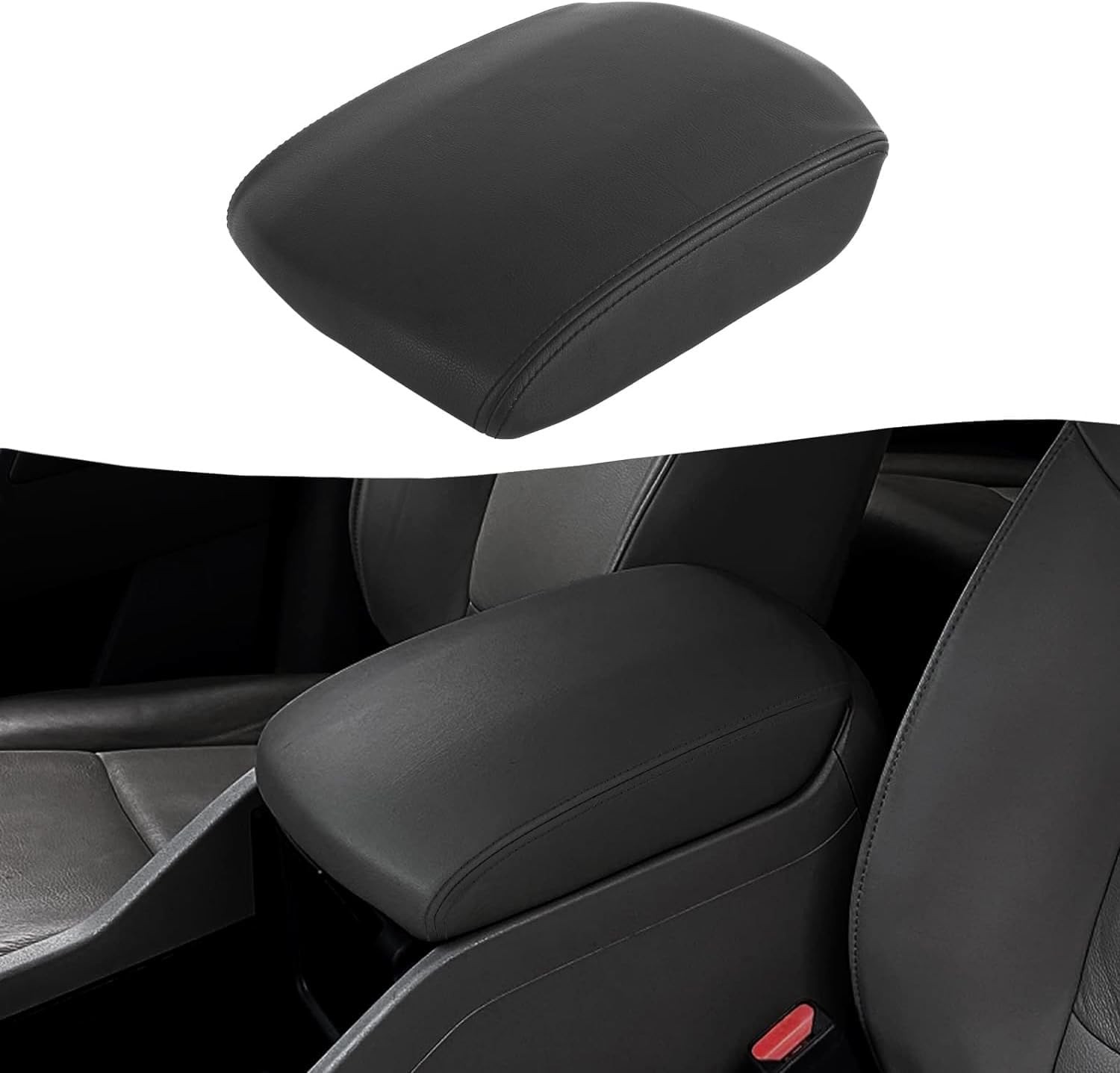 KBH Car Center Console Lid Cover Skin Replacement, Black Vinyl 